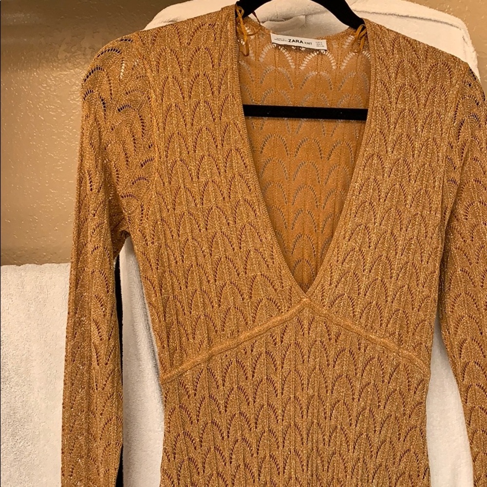 GORGEOUS ZARA NWT Long Metallic Knit Dress - Picture 8 of 8